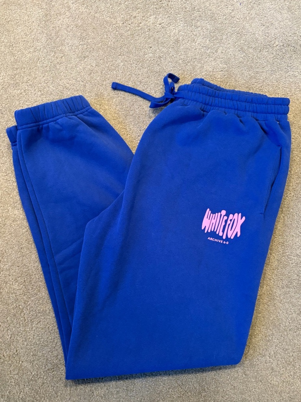 White Fox Boutique Archive 6.0 Blue Sweatpants with Pink Logo Size L